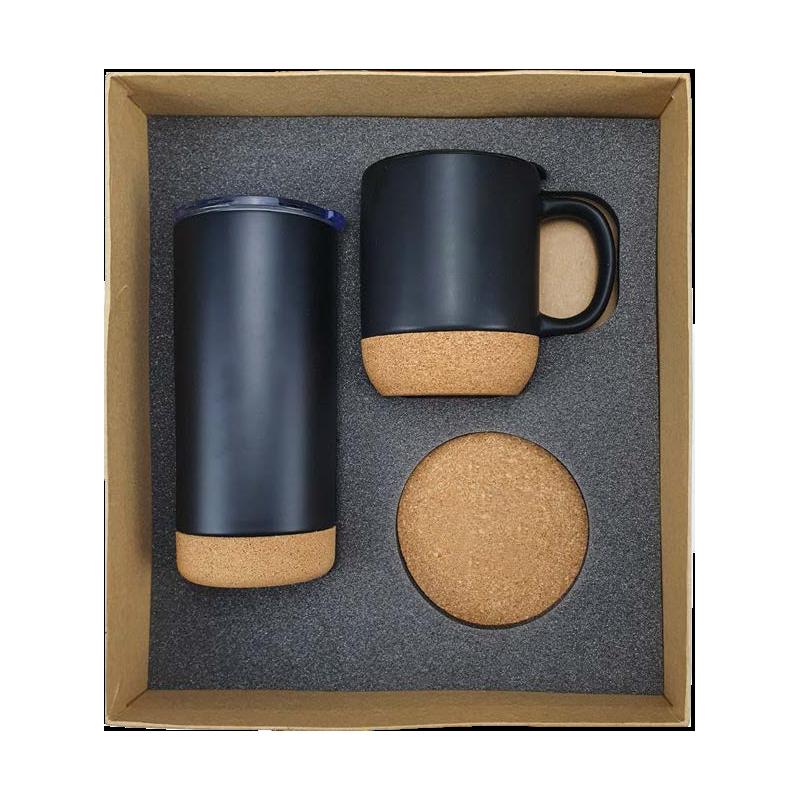 WGS-10 - Natural Cardboard Gift Box With Black Stainless Steel Travel Tumbler